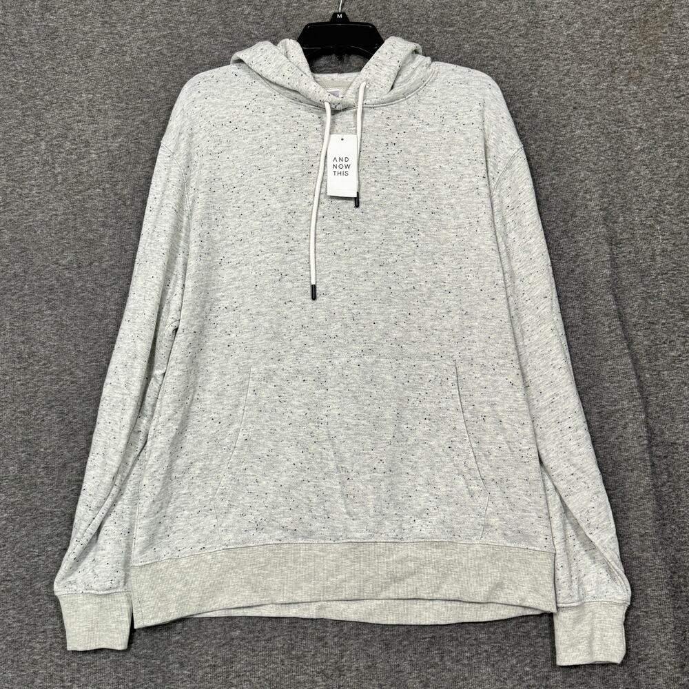 And Now This Mens Hoodie Size Medium Gray Long Sleeve Pullover Kangaroo Pocket